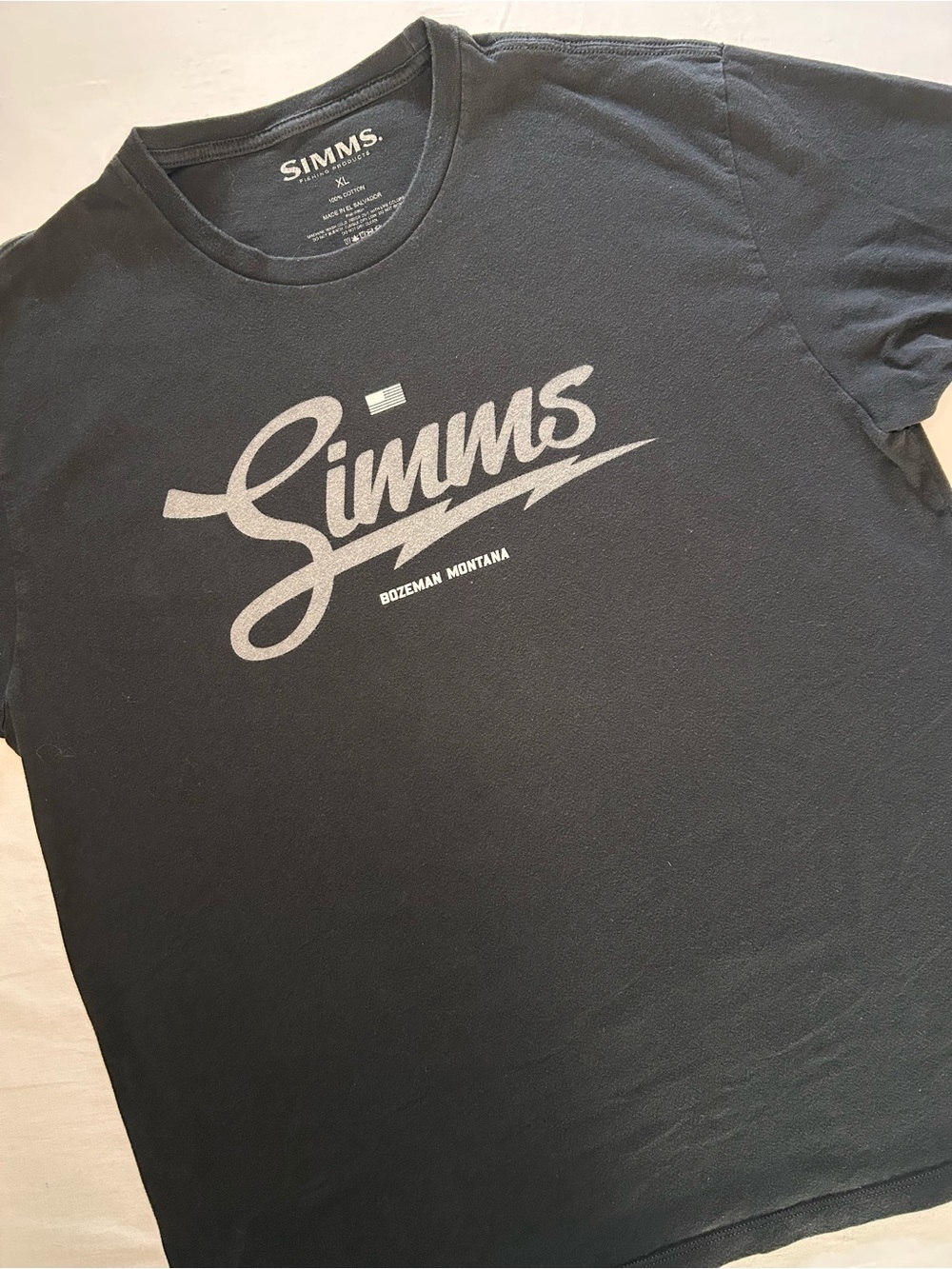 Simms XL Black Bozeman Montana Logo T-Shirt Fishing Graphic Tee